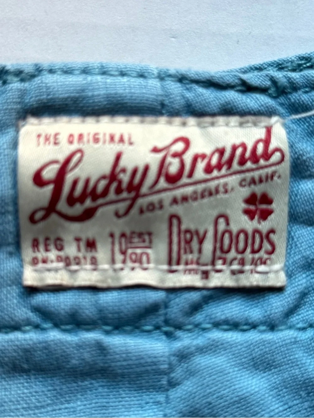 Lucky Brand Men’s Teal Linen Casual Shorts with Orange Drawstring Size 34